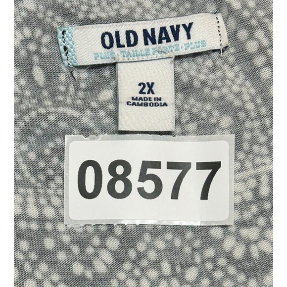 Old Navy Dress 2X Midi Black White Dots V Neck Cap Sleeve Rayon Career - Picture 5 of 8